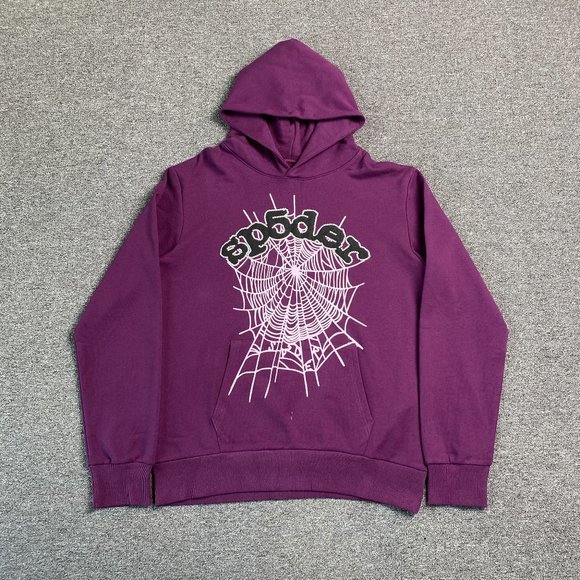 Spider Web Print Gothic Punk Hoodie-Purple